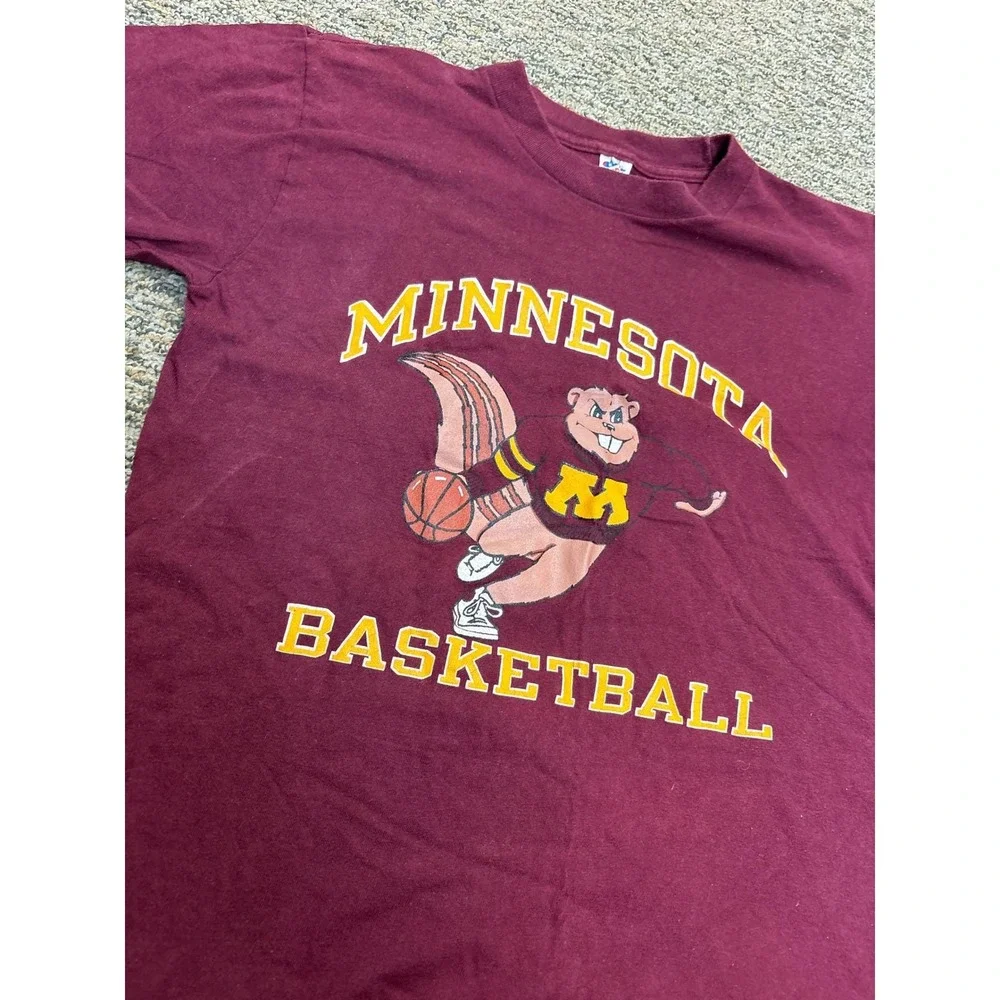 Vintage Minnesota Golden Gophers Basketball‎ T Shirt Single Stitch Champion M - Picture 2 of 7